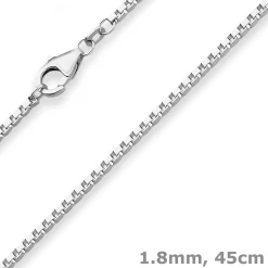 1,8mm Veneziakette Silberkette Collier Halskette aus 925 Silber rhodiniert 45cm