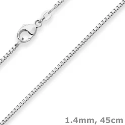 1,4mm Veneziakette Silberkette Collier Halskette aus 925 Silber rhodiniert 45cm