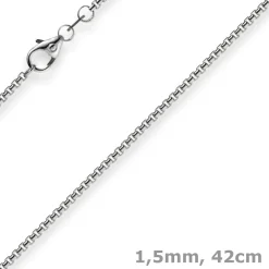 1,5mm Venezianerkette aus 750 Gold Weißgold Kette Collier Halskette rund 42cm