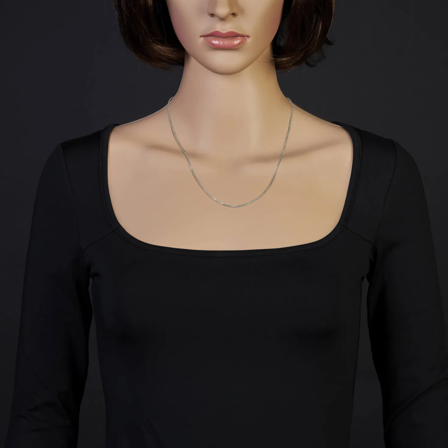 1,5mm Venezianerkette aus 750 Gold Weißgold Kette Collier Halskette rund 50cm