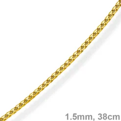 1,5mm Venezianerkette 585 Gold Gelbgold Kette Collier Halskette rund 38cm