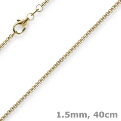 1,5mm Venezianerkette 750 Gold Gelbgold Kette Collier Halskette rund 40cm