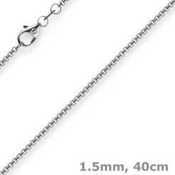 1,5mm Venezianerkette 750 Gold Weißgold Kette Collier Halskette rund 40cm