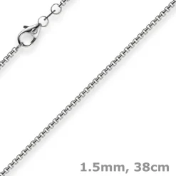 1,5mm Venezianerkette 750 Gold Weißgold Kette Collier Halskette rund 38cm