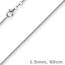 1,5mm Venezianerkette 750 Gold Weißgold Kette Collier Halskette rund 60cm