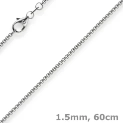 1,5mm Venezianerkette 585 Gold Weißgold Kette Collier Halskette rund 60cm