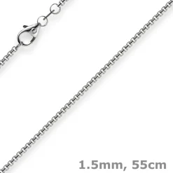 1,5mm Venezianerkette 585 Gold Weißgold Kette Collier Halskette rund 55cm