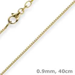 0,9mm Venezianerkette Kette Collier aus 585 Gold Gelbgold, 40cm, Damen