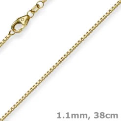 1,1mm Venezianerkette Kette Collier aus 585 Gold Gelbgold, 38cm, Damen