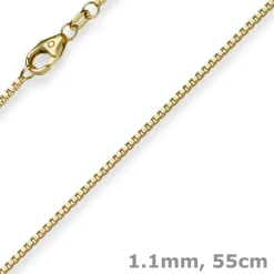 1,1mm Venezianerkette Kette Collier aus 585 Gold Gelbgold, 55cm, Unisex