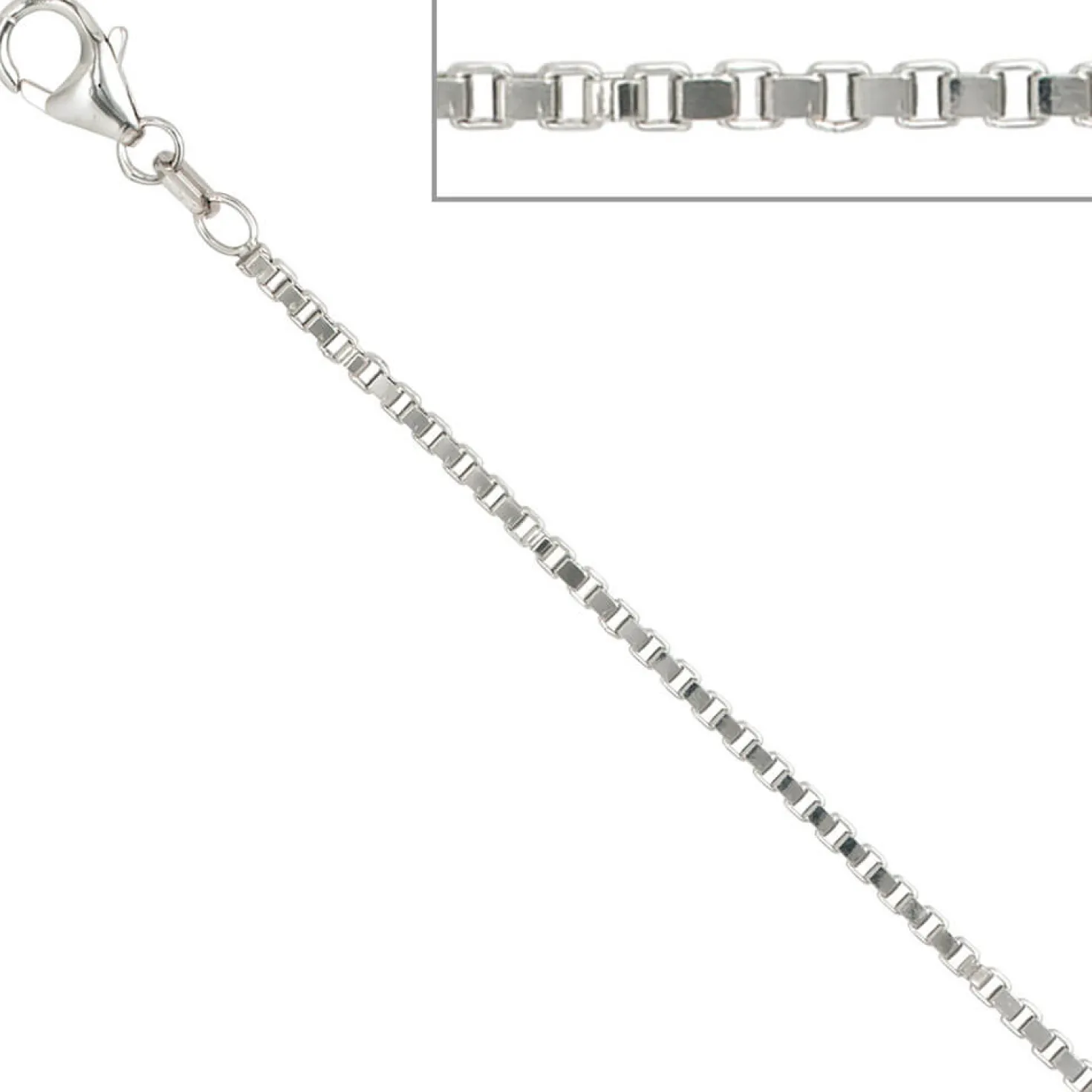 1,8mm Venezianerkette Kette Collier, 925 Silber, Silberkette, 50 cm