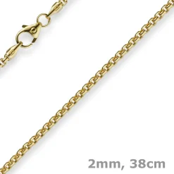 2mm Venezianerkette rund 585 Gold Gelbgold Kette Collier Halskette 38cm Damen