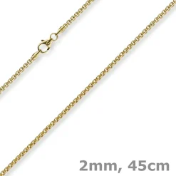2mm Venezianerkette rund 750 Gold Gelbgold Kette Collier Halskette 45cm Damen