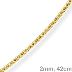 2mm Venezianerkette rund 585 Gold Gelbgold Kette Collier Halskette 42cm