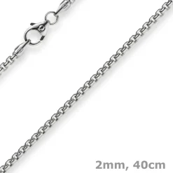 2mm Venezianerkette rund 585 Gold Weißgold Kette Collier Halskette 40cm Damen