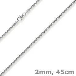 2mm Venezianerkette rund 750 Gold Weißgold Kette Collier Halskette 45cm Damen