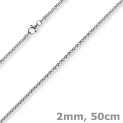 2mm Venezianerkette rund 750 Gold Weißgold Kette Collier Halskette 50cm Damen