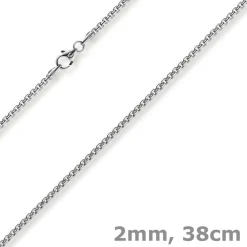 2mm Venezianerkette rund 750 Gold Weißgold Kette Collier Halskette 38cm Damen
