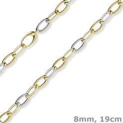 8mm Weit-Anker-Armband Phantasie Armschmuck 585 Gold Gelbgold & Weißgold 19cm