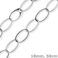 18mm Weit-Anker-Kette Phantasiekette Halsschmuck aus 585 Gold Weißgold oval 50cm