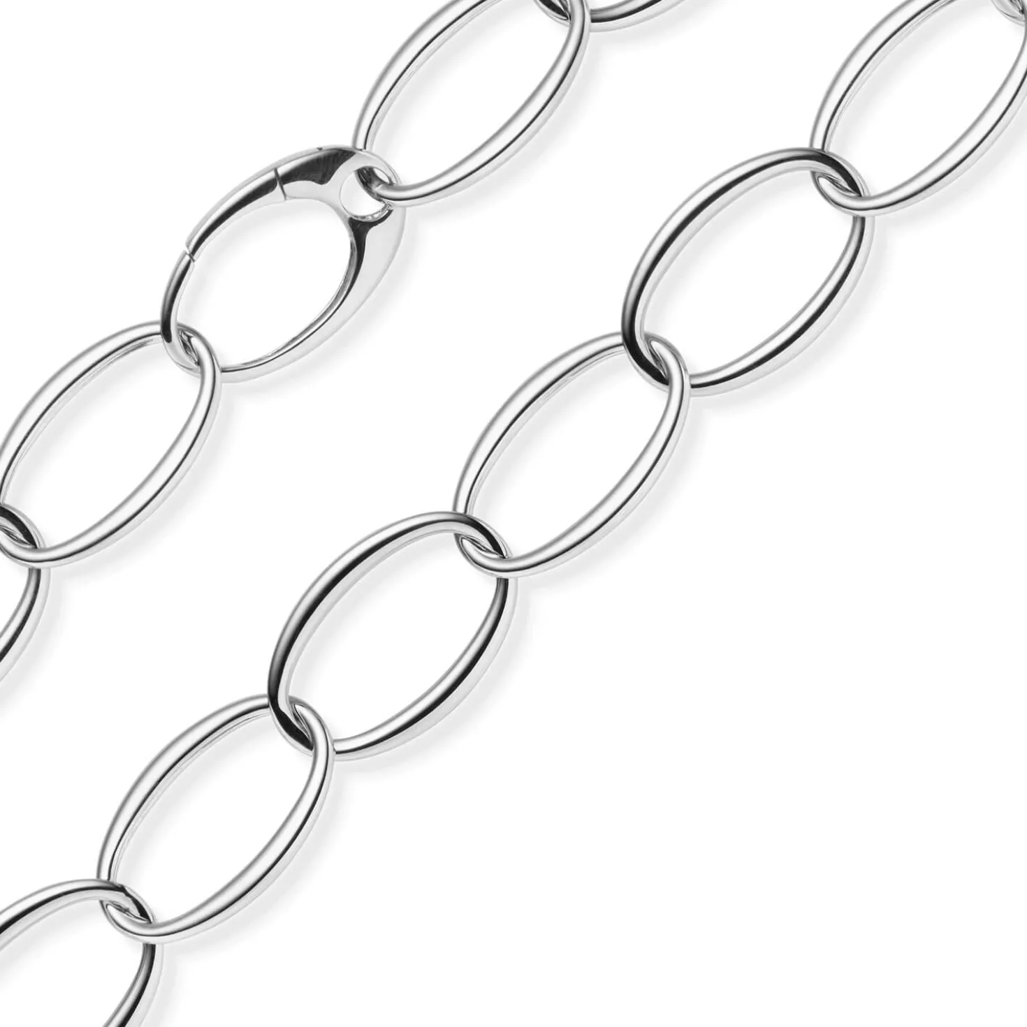 18mm Weit-Anker-Kette Phantasiekette Halsschmuck aus 585 Gold Weißgold oval 50cm