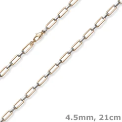 4,5mm Weit-Anker-Vierkant-Armband Armschmuck 585 Gold Weißgold & Rotgold 21cm