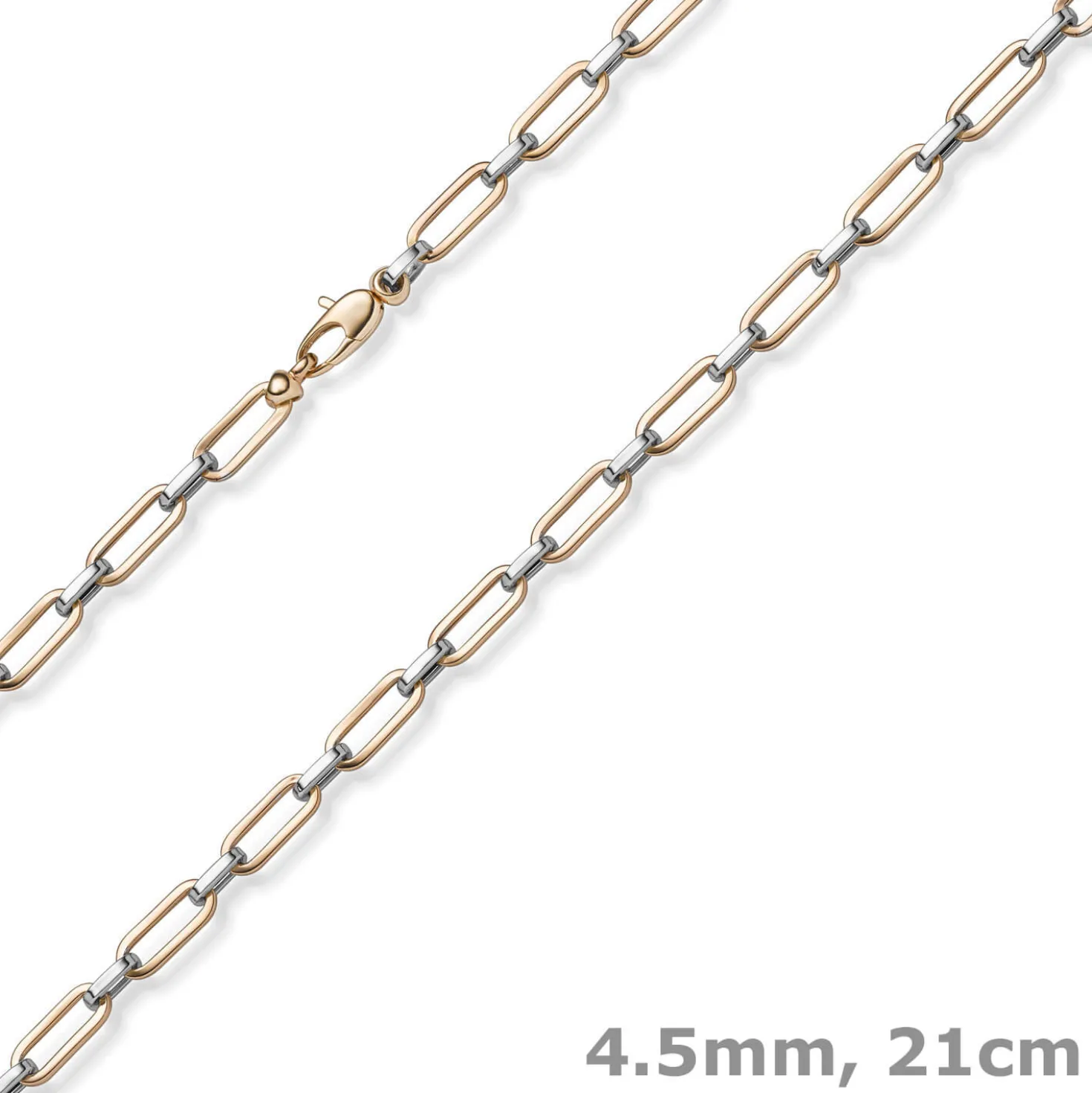 4,5mm Weit-Anker-Vierkant-Armband Armschmuck 585 Gold Weißgold & Rotgold 21cm