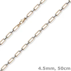 4,5mm Weit-Anker-Vierkant-Kette Halskette Collier 585 Weißgold & Rotgold 50cm