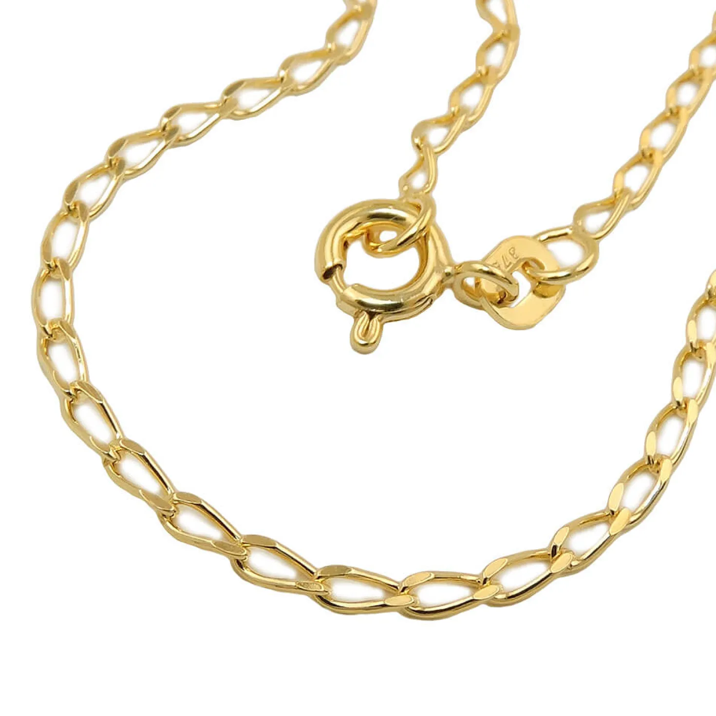 2mm Weitpanzer-Armband Armkette Armschmuck aus 375 Gold Gelbgold glänzend 19cm