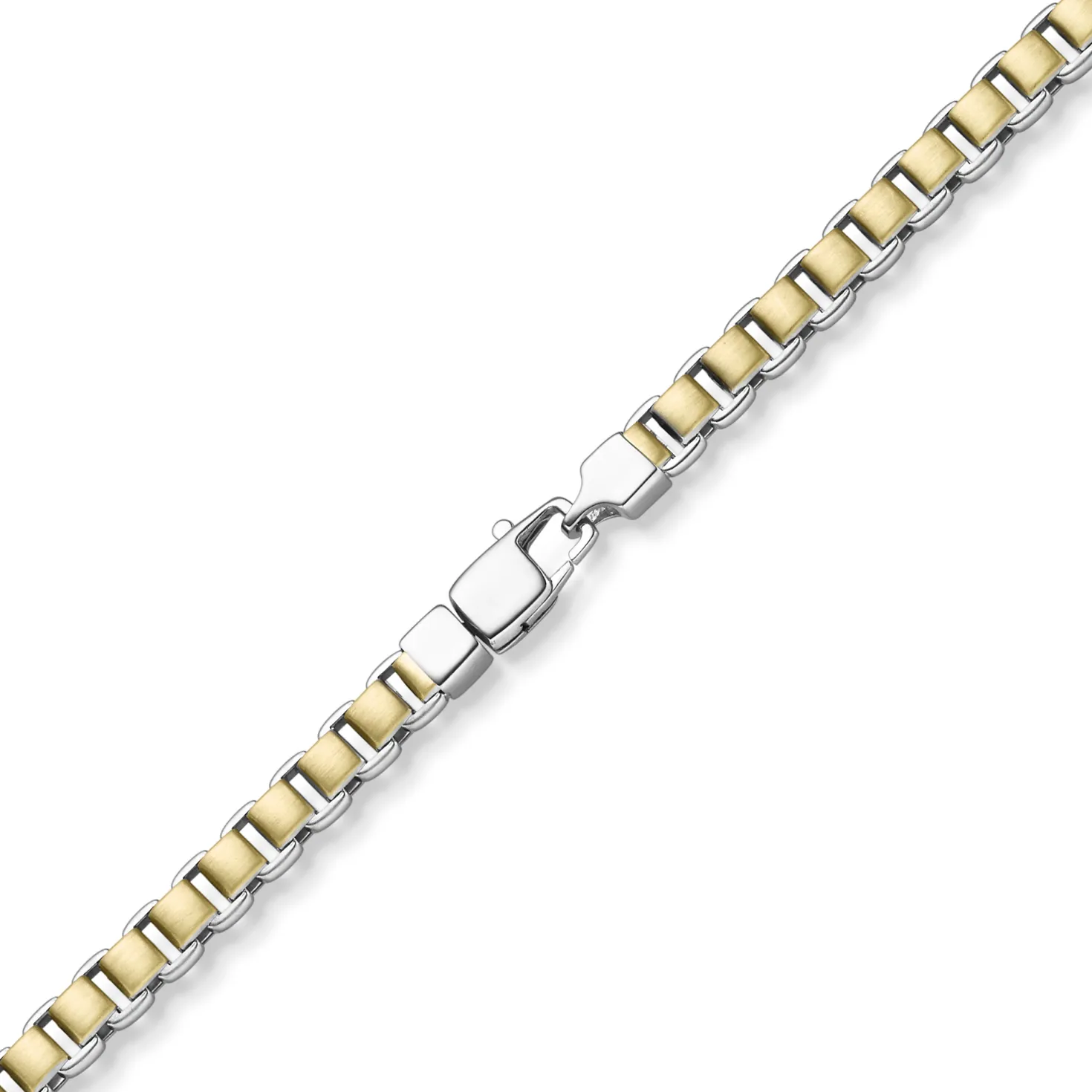 6mm Wende-Phantasie-Armband 585 Gold gelb/weiß bicolor 21cm beidseitig tragbar