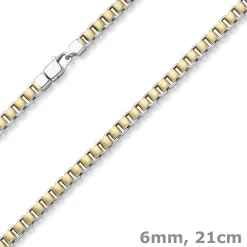 6mm Wende-Phantasie-Armband 585 Gold gelb/weiß bicolor 21cm beidseitig tragbar