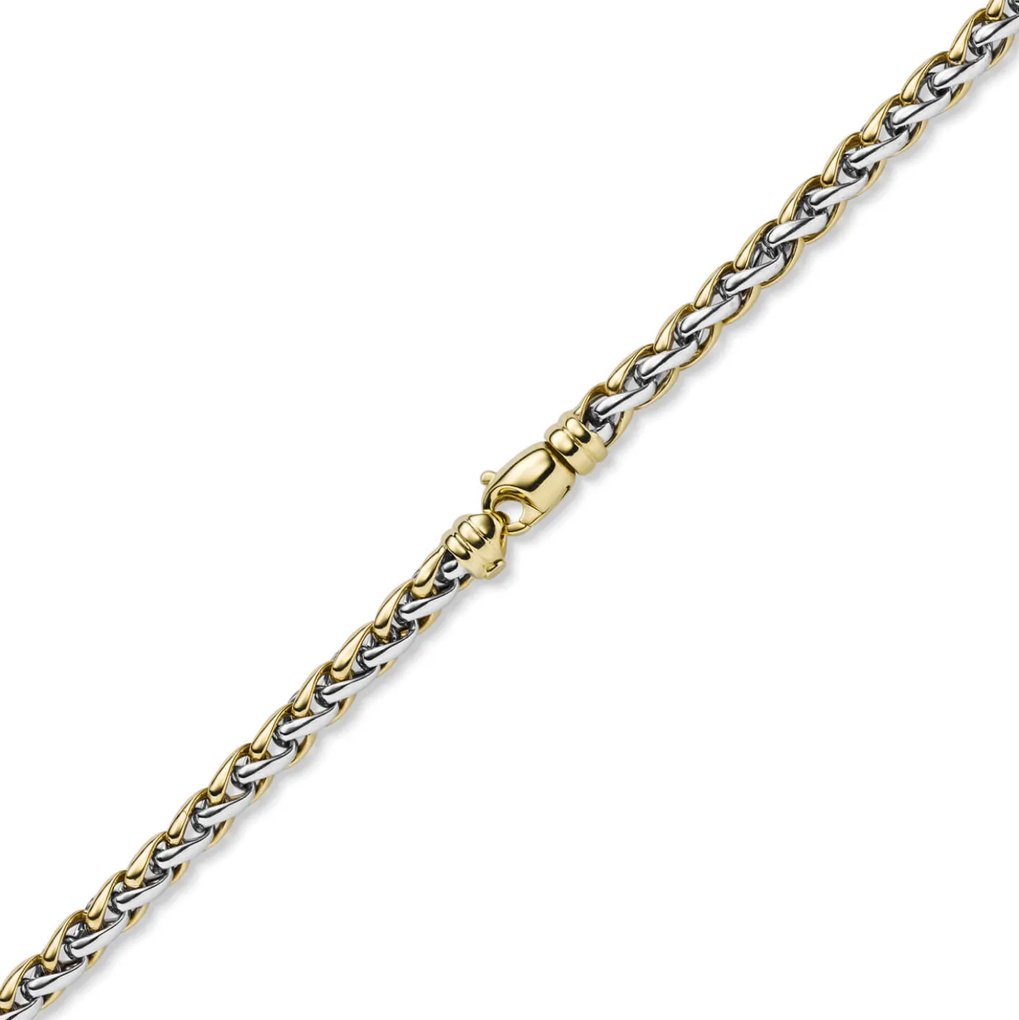 5,5mm Zopf-Armband Armschmuck Armkette 585 Gold Gelbgold & Weißgold bicolor 21cm