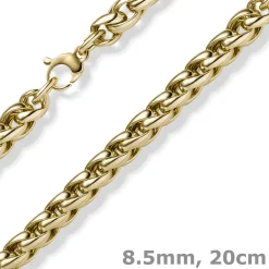 8,5mm Zopf-Armband aus 585 Gold Gelbgold 20cm Armschmuck Armkette glänzend