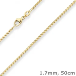 1,7mm Zopfkette Goldkette Collier Halskette aus 375 Gold Gelbgold 50cm