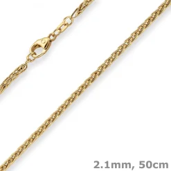 2,1mm Zopfkette Goldkette Collier Halskette aus 585 Gold Gelbgold 50cm