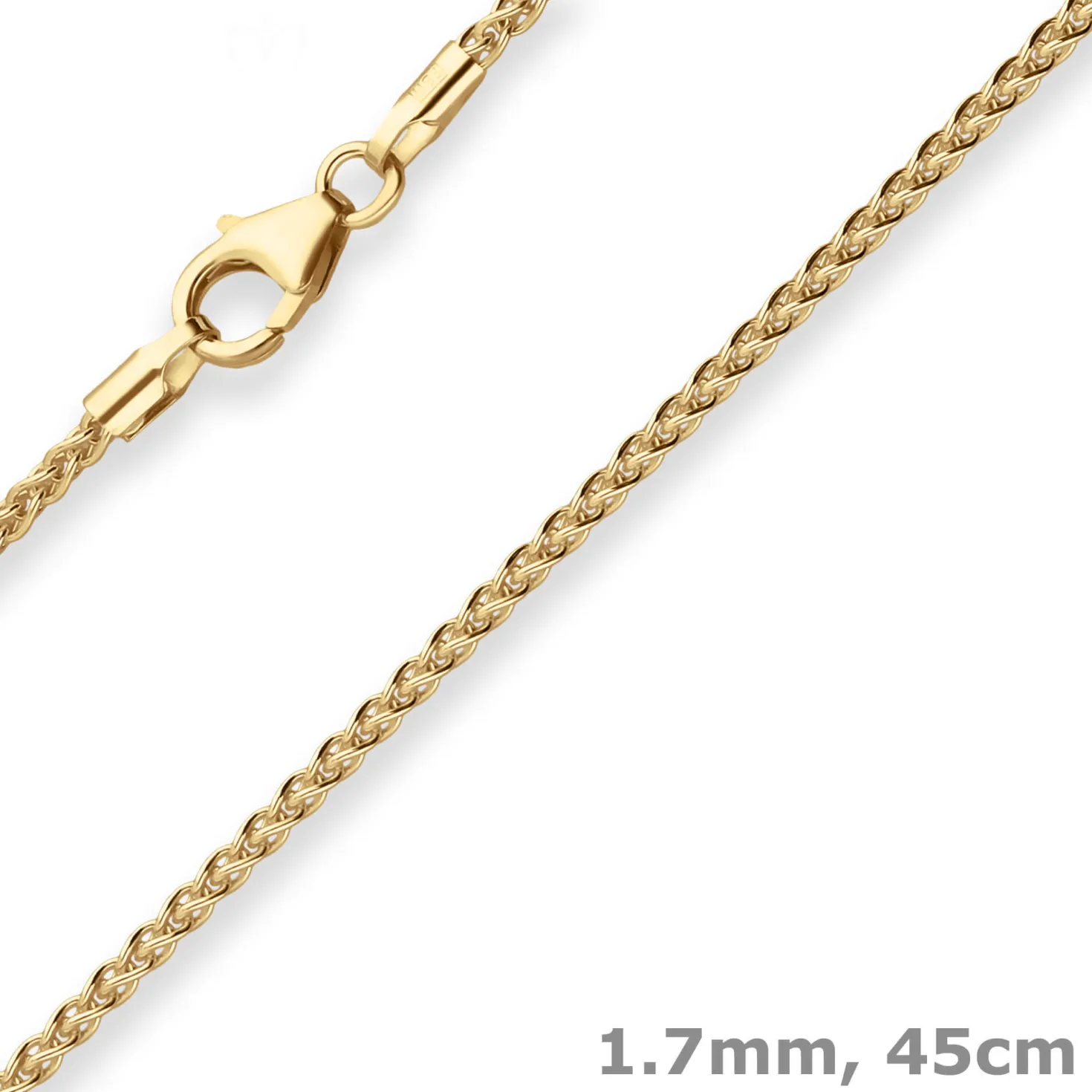 1,7mm Zopfkette Goldkette Collier Halskette aus 333 Gold Gelbgold 45cm