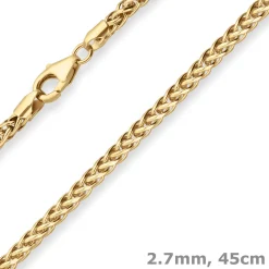 2,7mm Zopfkette Goldkette Collier Halskette aus 585 Gold Gelbgold 45cm