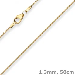1,3mm Zopfkette Goldkette Collier Halskette aus 333 Gold Gelbgold 50cm