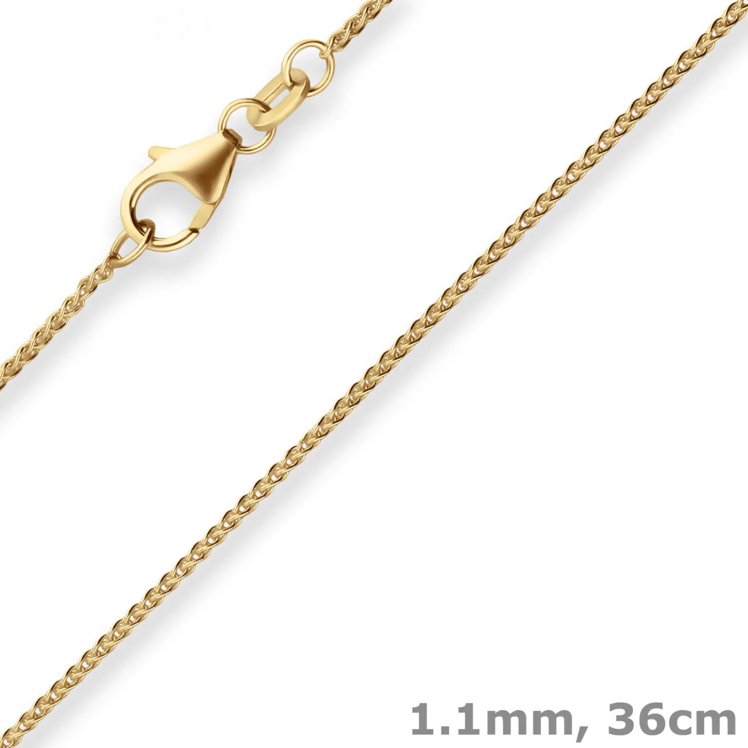 1,1mm Zopfkette Goldkette Collier Halskette aus 333 Gold Gelbgold 36cm