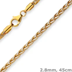 2,8mm Zopfkette Goldkette Collier Halskette aus 375 Gold gelb/weiß 45cm