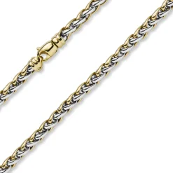 5,5mm Zopfkette Halskette Collier aus 585 Gold Gelbgold & Weißgold bicolor 45cm