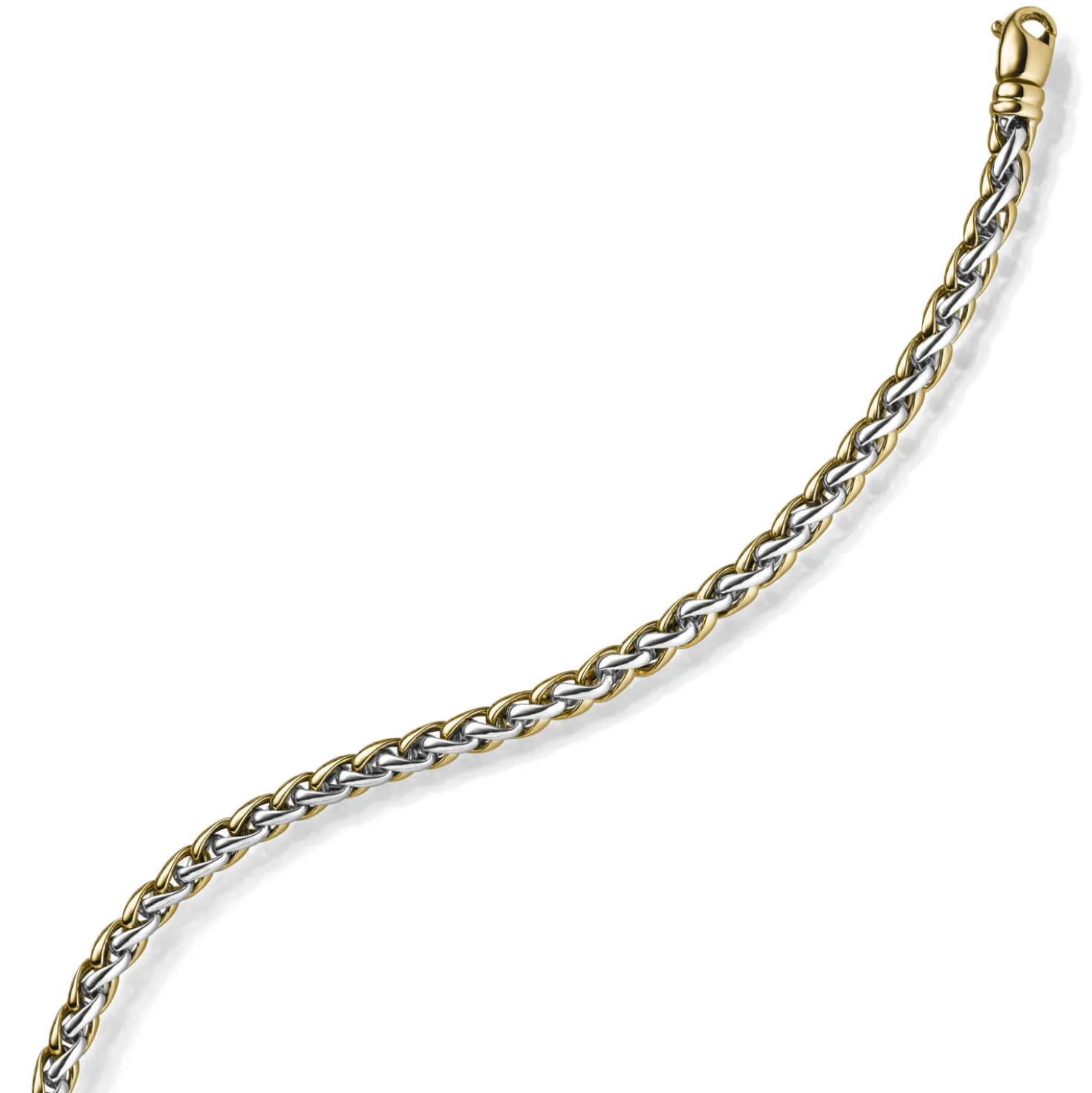 5,5mm Zopfkette Halskette Collier aus 585 Gold Gelbgold & Weißgold bicolor 50cm