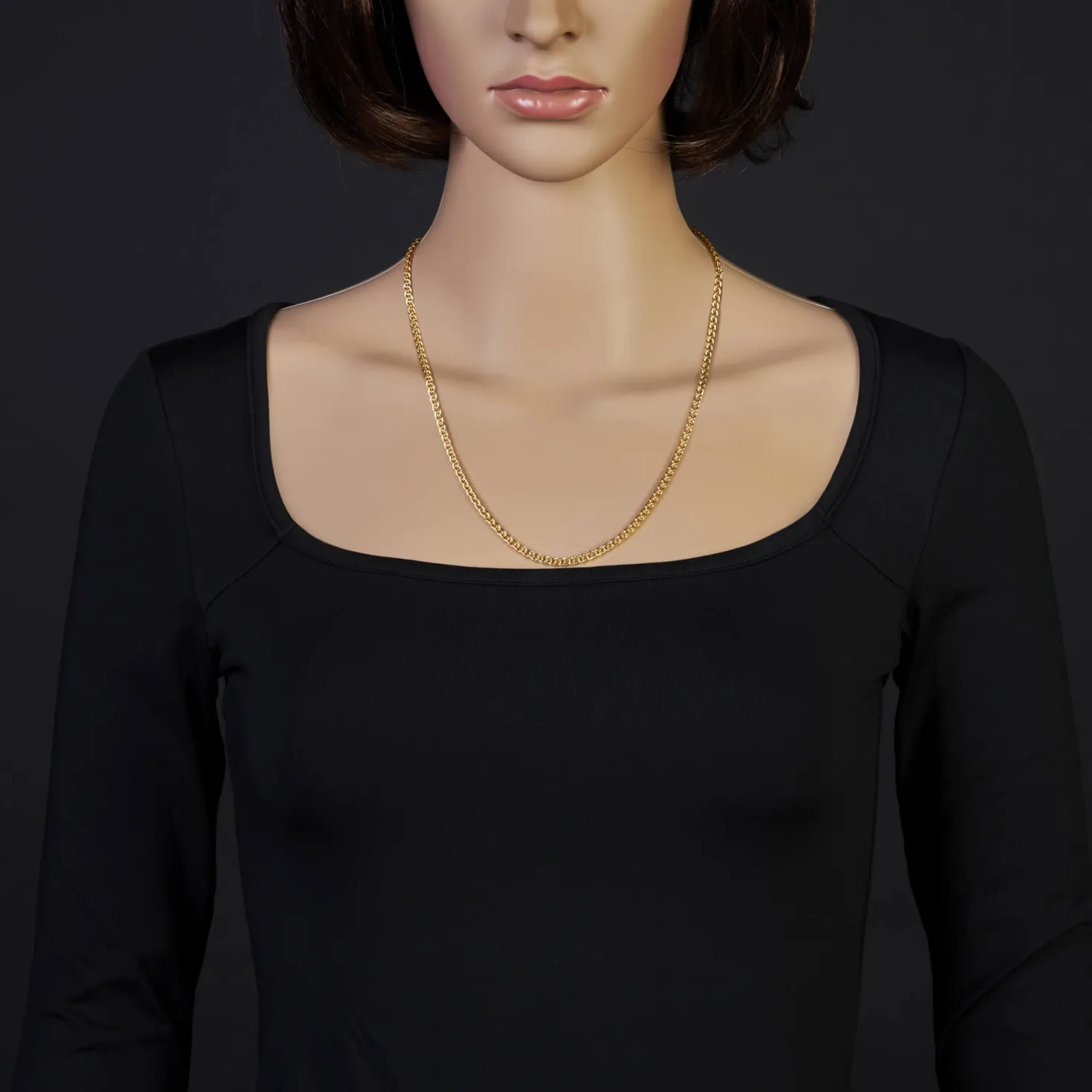 3mm Zopfkette Kette Collier aus 585 Gold Gelbgold, Goldkette, 55cm