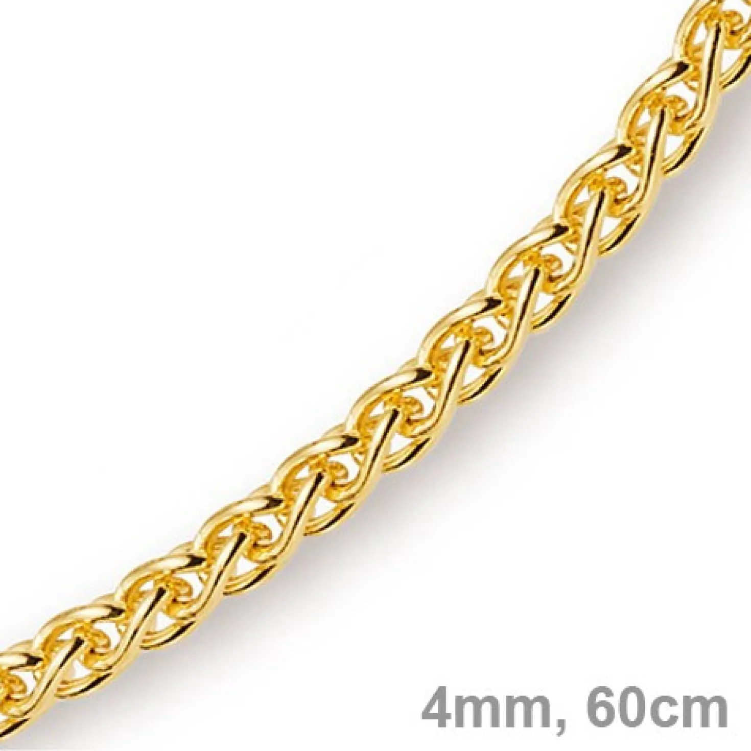 4mm Zopfkette Kette Collier aus 585 Gold Gelbgold, Goldkette, 60cm