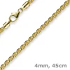 4mm Zopfkette Kette Collier aus 585 Gold Gelbgold, Goldkette, 45cm