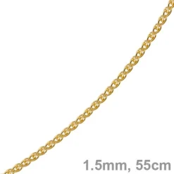 1,5mm Zopfkette Kette Collier aus 750 Gold Gelbgold Goldkette 55cm Unisex