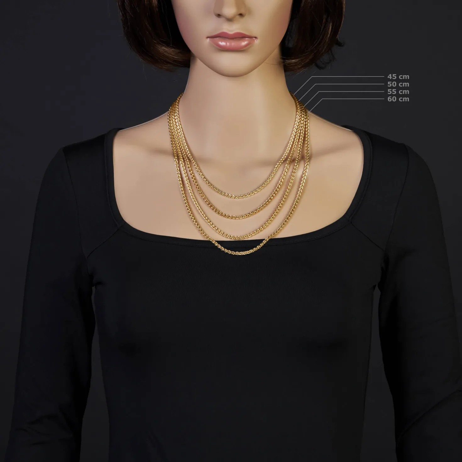 3mm Zopfkette Kette Collier aus 750 Gold Gelbgold Goldkette 45cm Unisex
