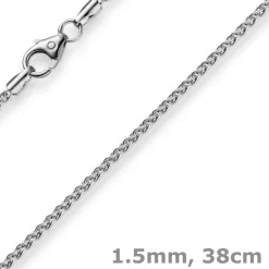 1,5mm Zopfkette Kette Collier aus 585 Gold Weißgold, Goldkette, 38cm
