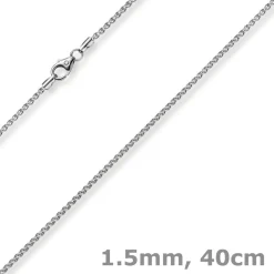 1,5mm Zopfkette Kette Collier aus 750 Gold Weißgold, Goldkette, 40cm