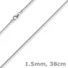 1,5mm Zopfkette Kette Collier aus 750 Gold Weißgold, Goldkette, 38cm